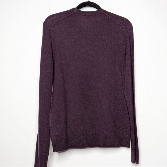 ATM Men's Cashmere Exposed Seam Crew Neck Sweater Purple Jumper - Picture 6 of 6